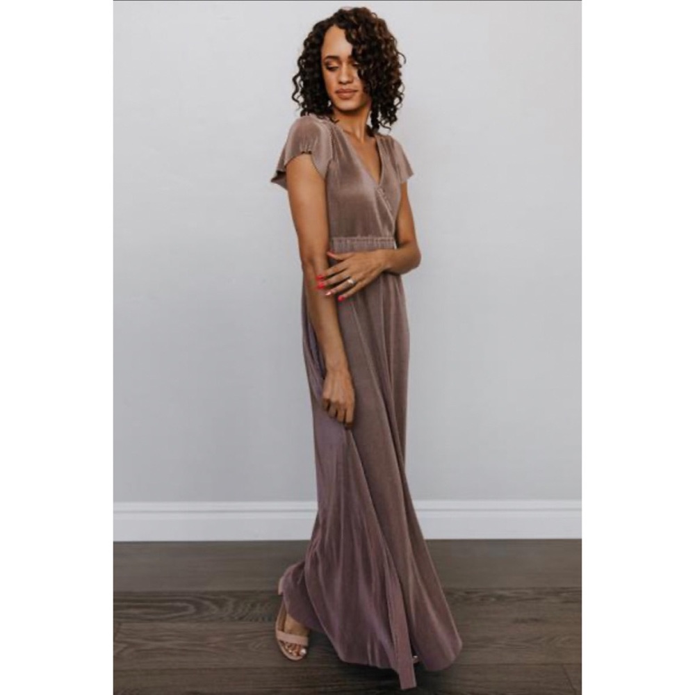 NWT Bronze Athena Pleated Maxi Dress